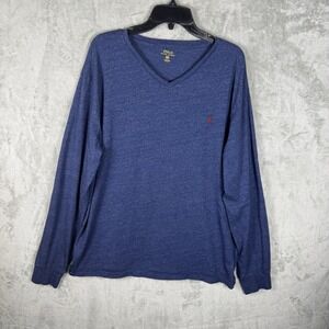Polo Ralph Lauren Men's Vneck Regular 2XL Blue Pullover Knit Sweater Preppy Golf